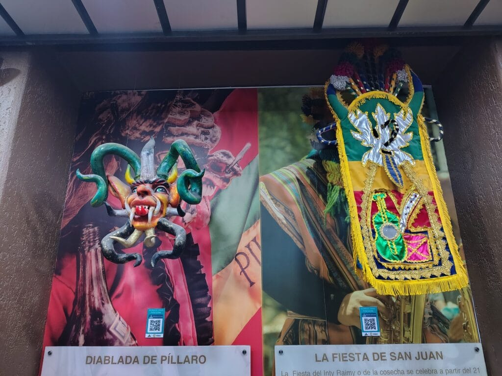 Handcrafted devil mask representing Ecuador's Diablada de Píllaro festival.