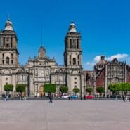 The Metropolitan Cathedral overlooking the Zócalo in Mexico City.