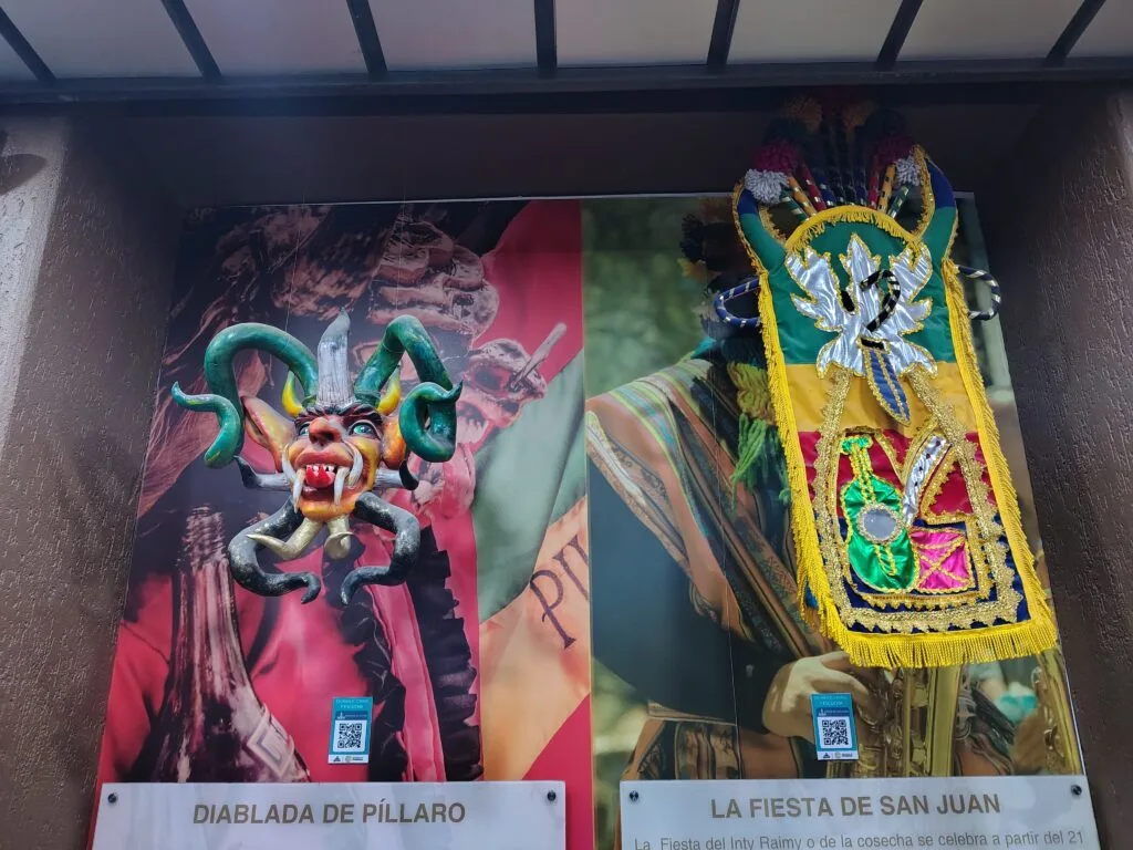 Handcrafted devil mask representing Ecuador's Diablada de Píllaro festival.