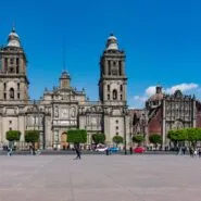 The Metropolitan Cathedral overlooking the Zócalo in Mexico City.